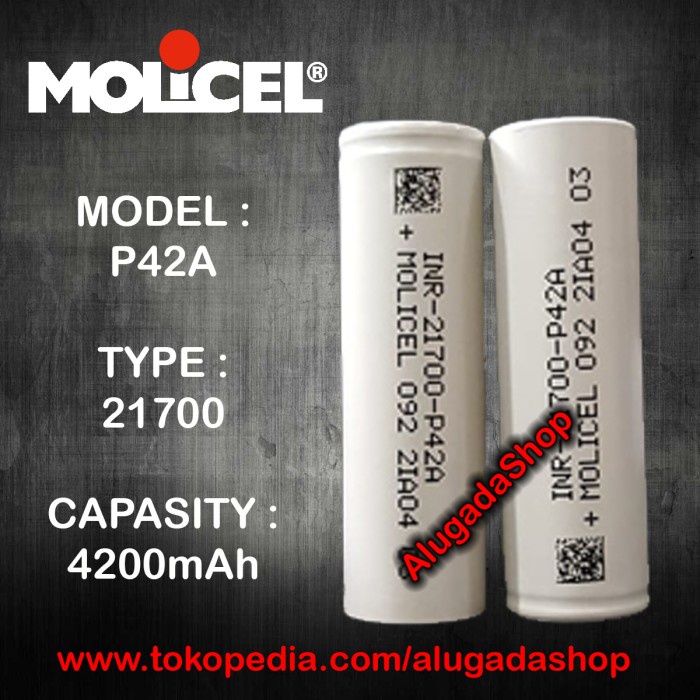 Ready Baterai MOLICEL 21700 P42A 4200mAh 45A - Authentic Battery