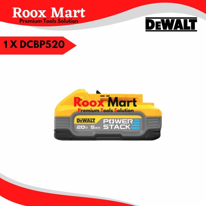 DeWAT Battery Powerstack Baterai 20V MAX 5AH 90WH DCBP520 - 1 X DCBP520