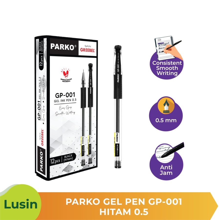 

Parko GP-001 Gel Pen 0.5mm Hitam ( 1 Pack - 12 Pcs ) ( IRRA STORE )