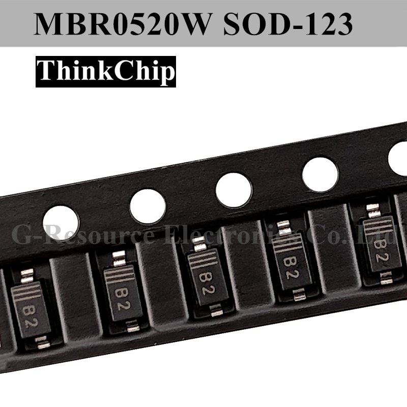 ✅&(100pcs) MBR0520W SOD-123 1206 SMD Schottky Diode MBR0520 SOD123 (Marking B2)