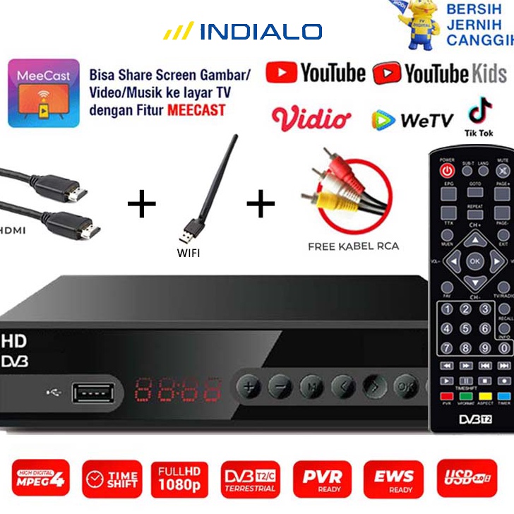 ➾❈❁ INDIALO Set Top Box Tv Digital DVB T2 / HD TV Set Top Box Dvb T2 1080P / Box Tv Digital / Set Box Tv Digital / Set Top Box Tv Tabung / Stb Dvb T2 /  Digital Receiver STB Harga Termurah