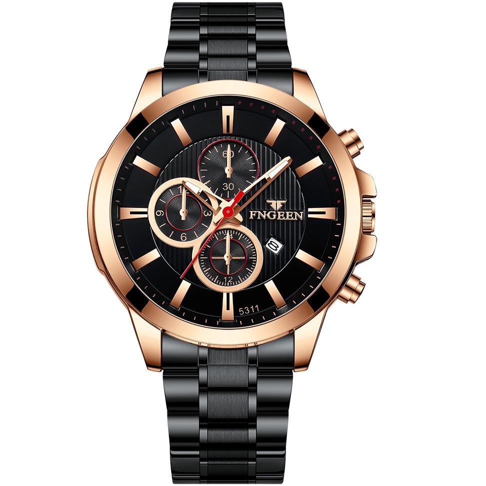 Arjun- JAM TANGAN PRIA JAM084B5 FNGEEN ORIGINAL SCOTIA RANTAI HITAM GOLD COWOK KEREN STAINLESS MURAH