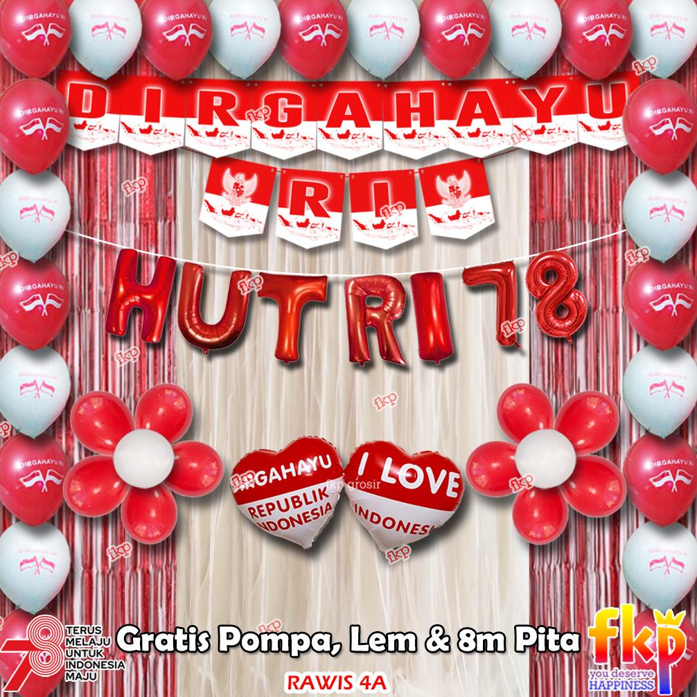 SALE FUN KIDS PARTY PAKET DEKORASI HUT RI / PAKET MENYAMBUT HARI KEMERDEKAAN BALON DIRGAHAYU AGUSTUS