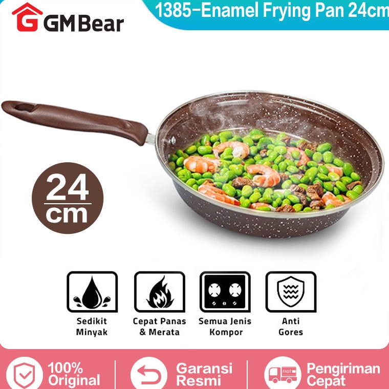 MENARIK. GM Bear Wajan Penggorengan Enamel - Panci Wok Pan Enamel