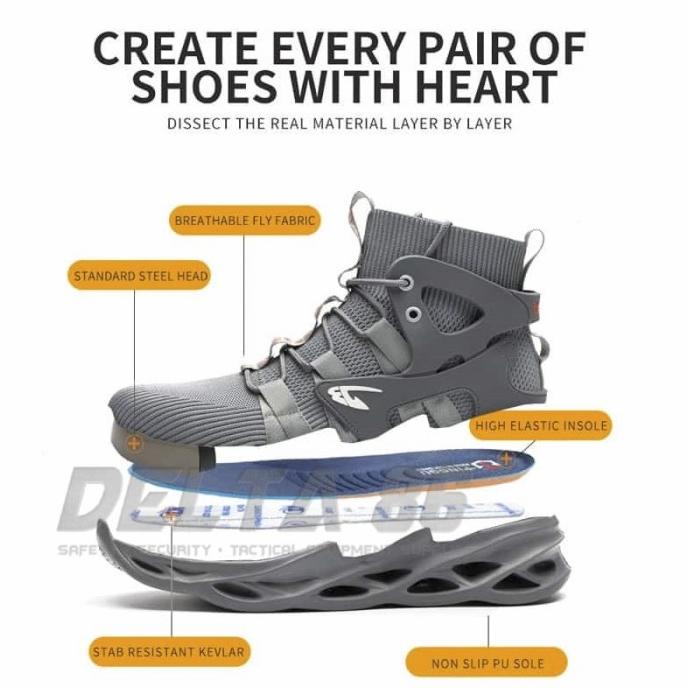Sepatu Sneakers Safety pria sport sepatu safety casual pria boots
