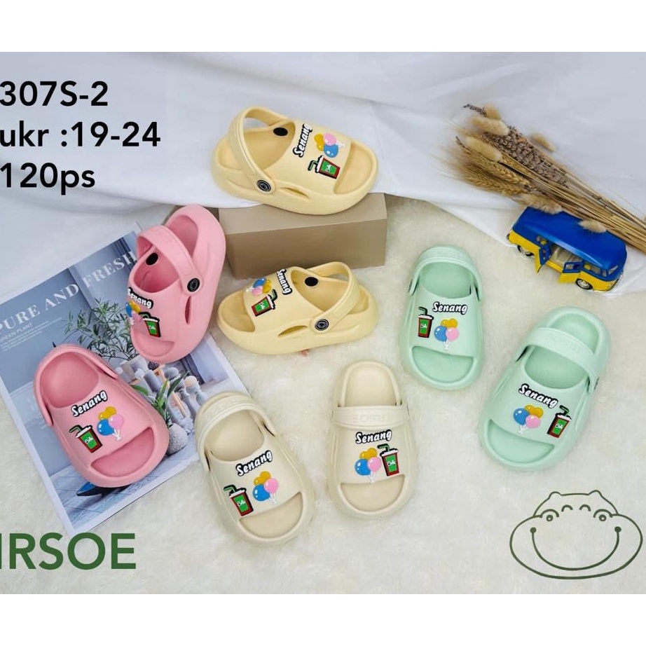 *Ready Stock* IR-307S-2 Sandal Selop Anak Perempuan Tali Belakang Karakter Balon Rainbow / Sandal Ka