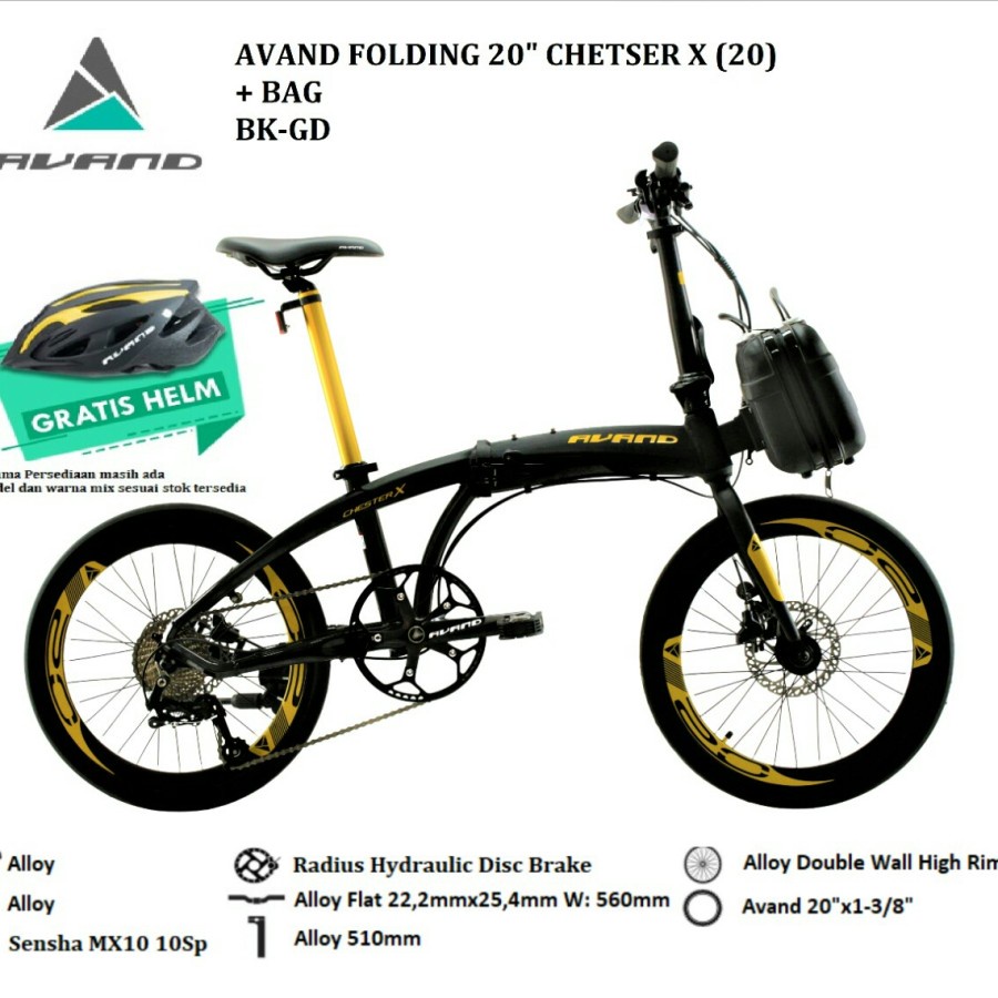 sepeda lipat 20" AVAND CHESTER X by UNITED bonus HELM+TAS Original