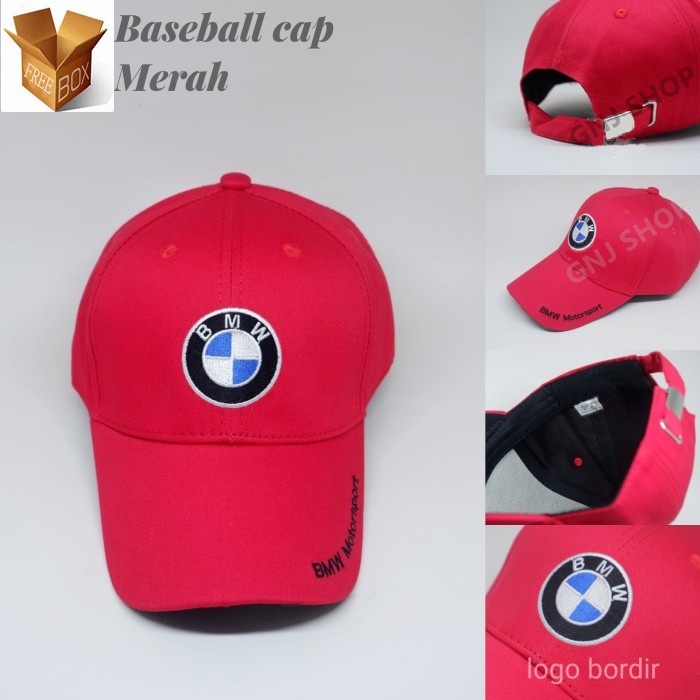 Topi Topi Baseball BMW Logo Import UNISEX 6 Warna - Merah(N4J3) Topitopi anak perempuan topi pria ja
