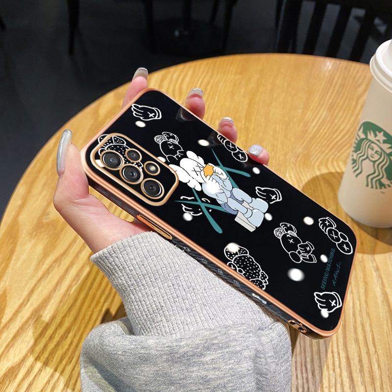 Case Ponsel untuk Samsung A72 5G A71 A70 A70s Case lunak motif kartun Kaws HP tipis baru pelapis mew