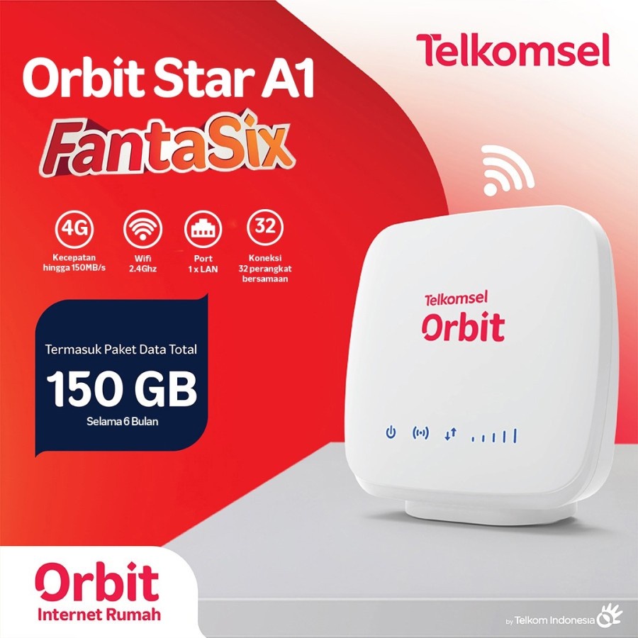 Telkomsel Orbit A1 Modem Router Modem Wifi 4G Free Perdana Orbit 150Gb