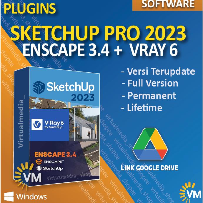 Populer Addons Vray 6 Enscape 3.4 For Sketchup 2023 Win 64 V Ray Render 3D Modeling Plugins Update 2