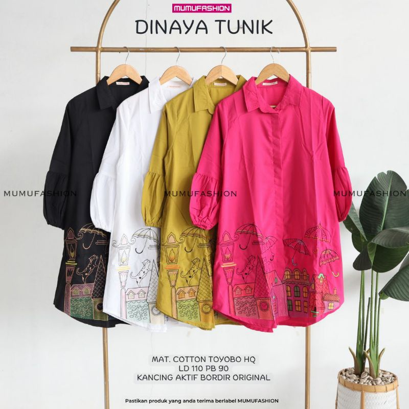 MUMU - NEWW Kemeja Katun Jumbo Bordir  Dinaya Tunik By  Mumu Fashion Grosir Solo