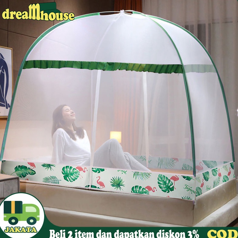STOK TERBATAS. 180*200cm Kelambu Tidur Bentuk Kotak Kelambu Lipat Kelambu Tirai Anti Nyamuk Jumbo Be