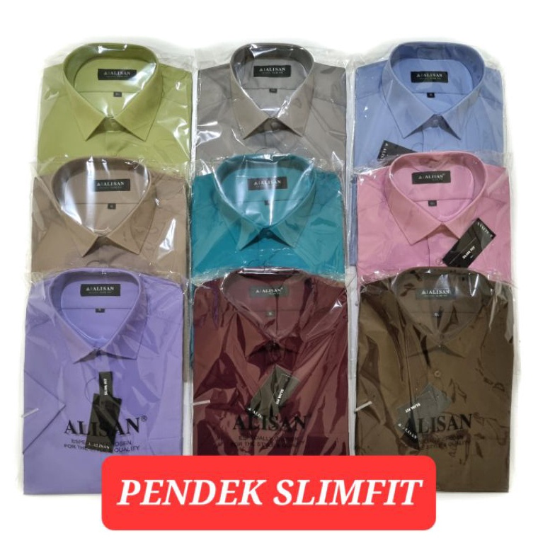 TERBAIK. KEMEJA ALISAN PENDEK SLIMFIT