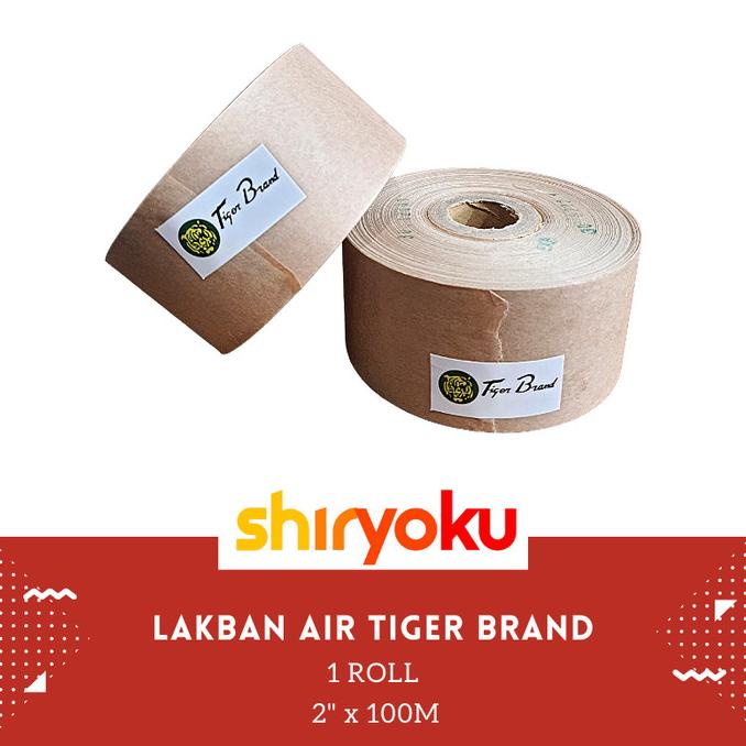 Terlaris Lakban Air 2" Inch X 100M Gummed Paper Craft Tape Tiger Kraft 1 Roll