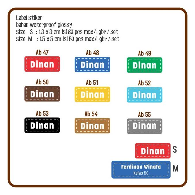 

Sale Stiker Label Nama Waterproof