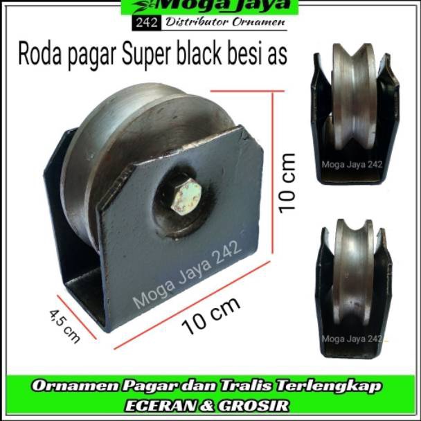 READY. Roda pintu gerbang roda pagar super black besi as ukuran 10cm roda bubut istimewa