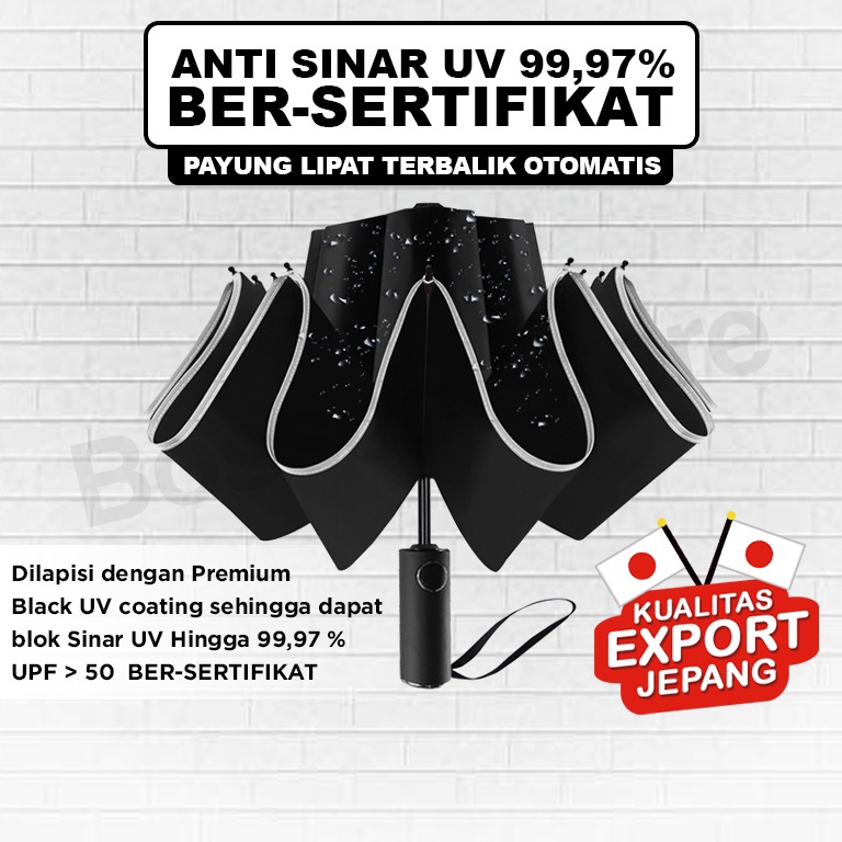 STOK TERBATAS. Payung Lipat Terbalik Otomatis Anti UV 99,97% Premium Payung Terbalik buka tutup otom