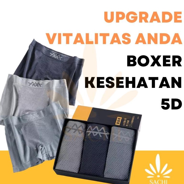MURAH. Celana Dalam 5D Magnetic Premium Boxer Therapy Kesehatan Vitalitas Pria Bahan Seamless Origin