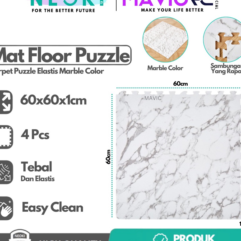 TERLARIS NEOKI NMP50 Matras Puzzle Lantai Evafoam Tebal dan Elastis 60x60CM Alas Lantai Karpet Anak 