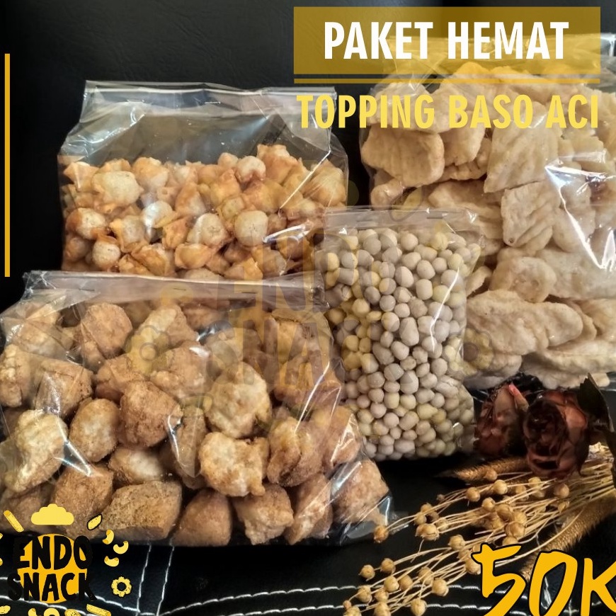 

GRVM1874 (COD )NEW_PRODUCT Paket 50 Ribu Toping Baso Aci isi paket Cuanki Lidah, Siomay Mini, Cuanki Tahu dan Sukro Cikur