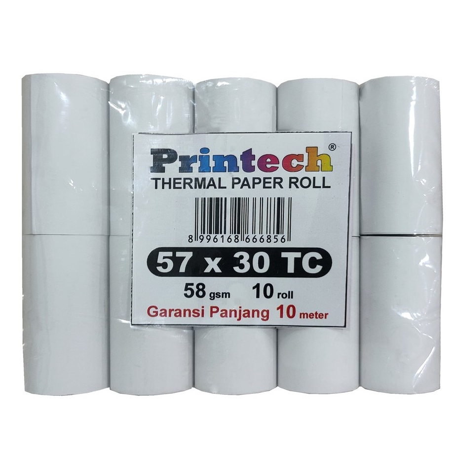 

☬ LX 9777 PRINTECH Kertas Thermal Kasir 57x30 Coreless Tanpa Bungkus 10 Roll - 03002-TB [KODE 1920] ⓲