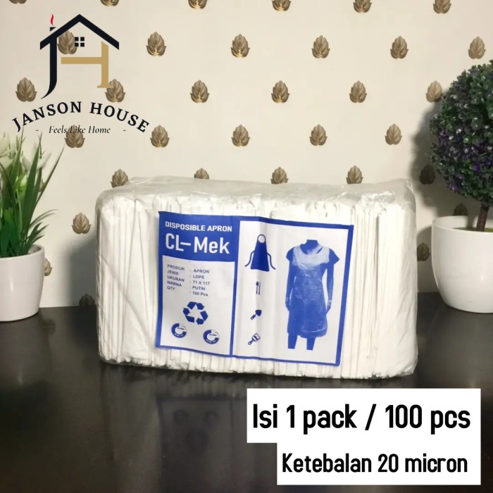 Terlaris Apronku Apron Celemek Plastik Ldpe / Apron Medis Disposable 1 Pack Isi 100 Pcs