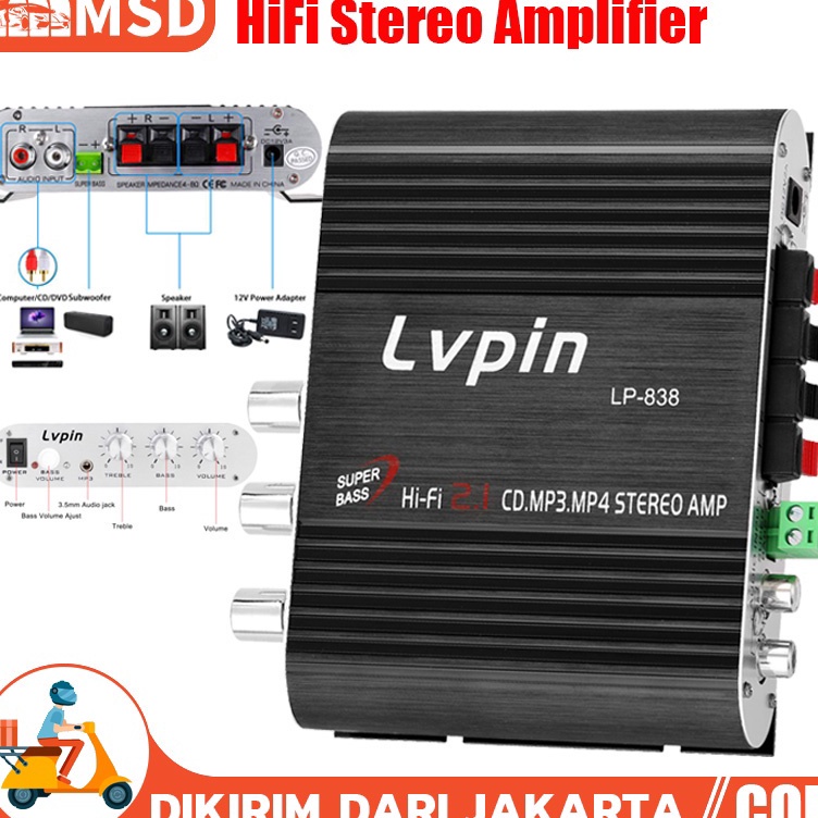 ➶Ezg Ampli Mini HiFi Stereo Power Amplifier Treble Bass Booster 12V 2.1 Channel ✣ ↔