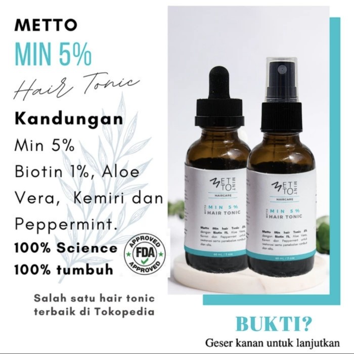 Mettomint Minoxidil Saw Palmetto Biotin Hair Tonic Penumbuh Rambut
