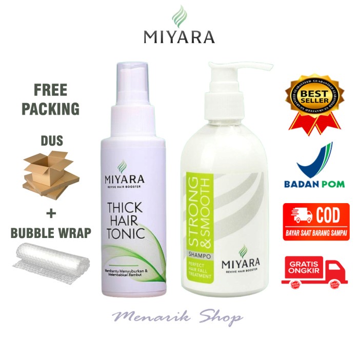 Paket Miyara Strong Smooth Shampoo Dan Miyara Hair Tonic Original 100%