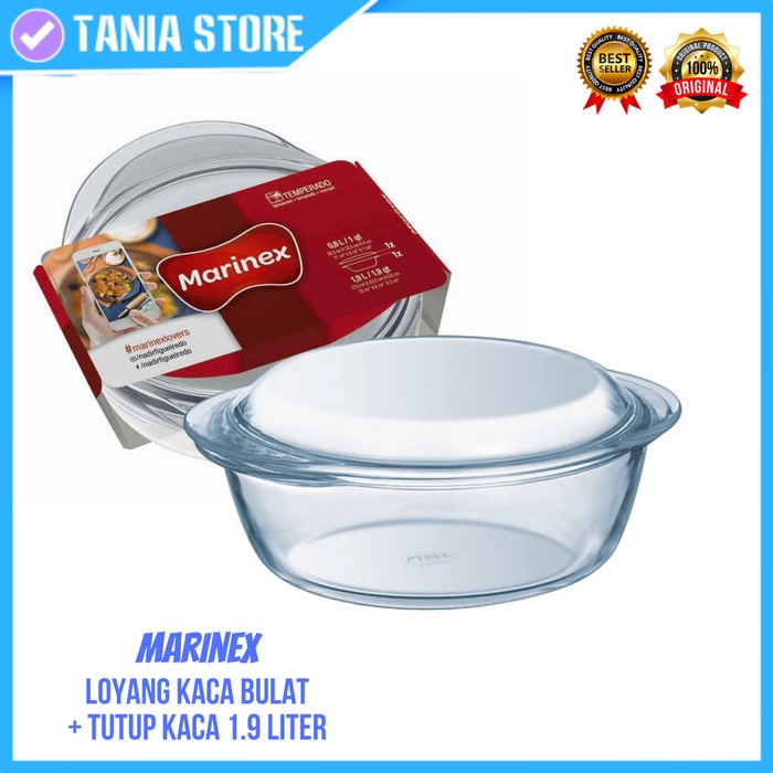 Loyang Kaca Pyrex Tahan Panas Marinex Casserole + Tutup Kaca 1.9 L