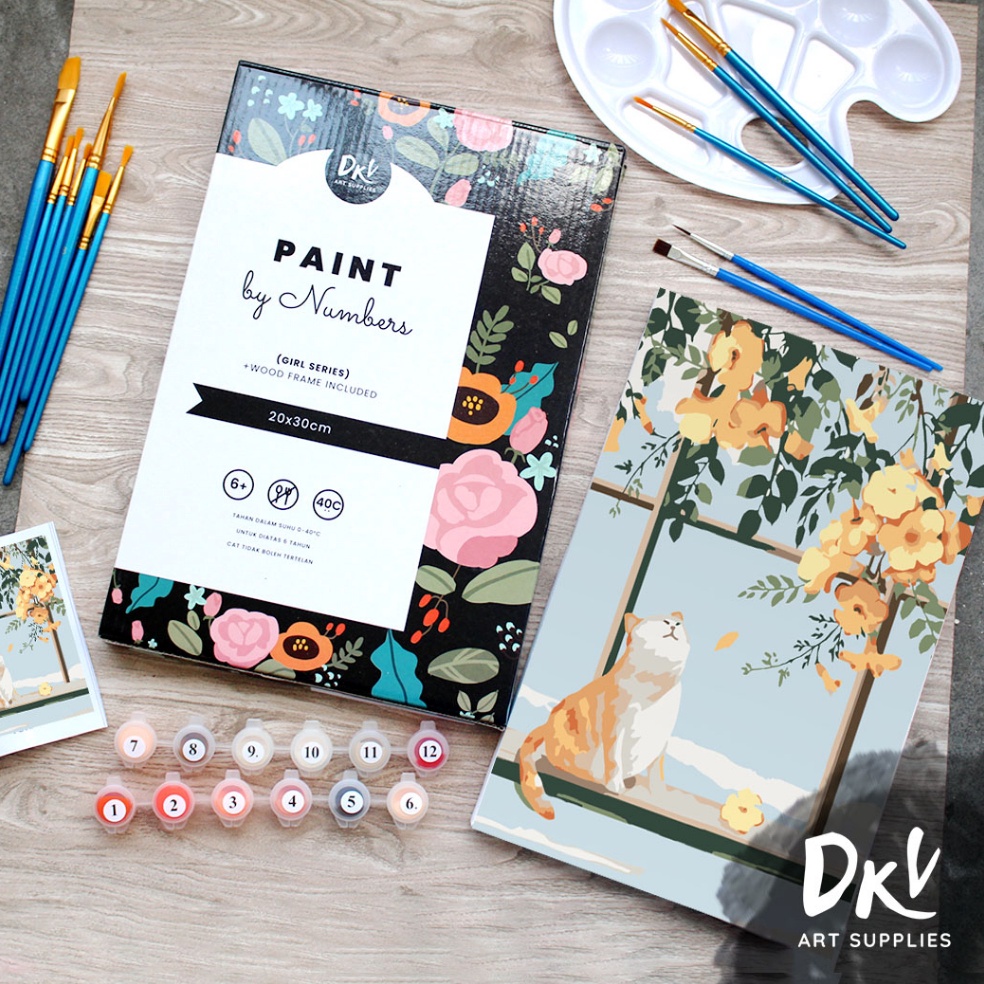 

[PROMO VIF5] Paint By Number 20x30cm Girl Series DIY Painting Kit Mewarnai Lukisan with Wooden Frame Numbers Paradise
