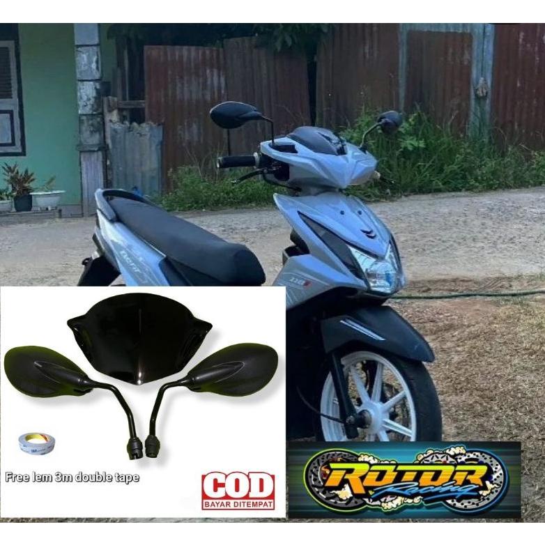 Cod - Paket visor variasi plus spion x1 pnp honda beat fi lama model beat karbu double tape