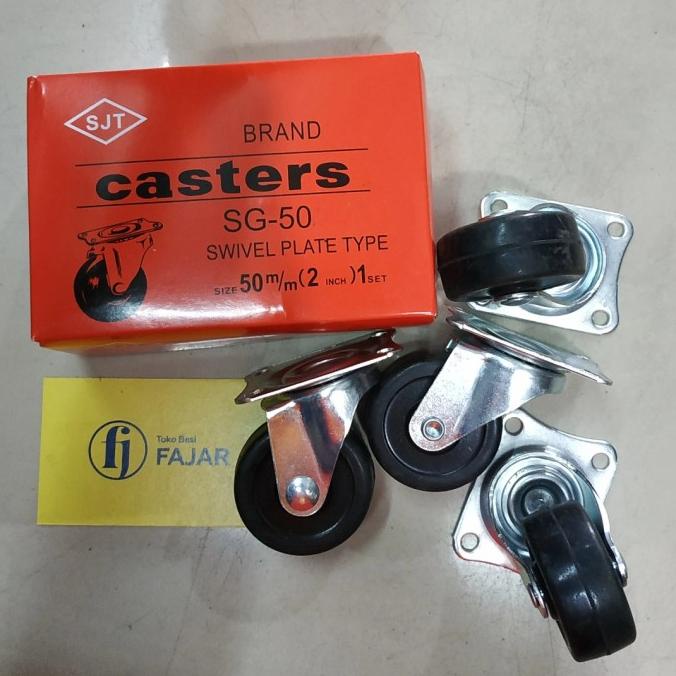 Produk Terbaik] Roda caster karet 2 inch / roda troly troli koper meja kursi