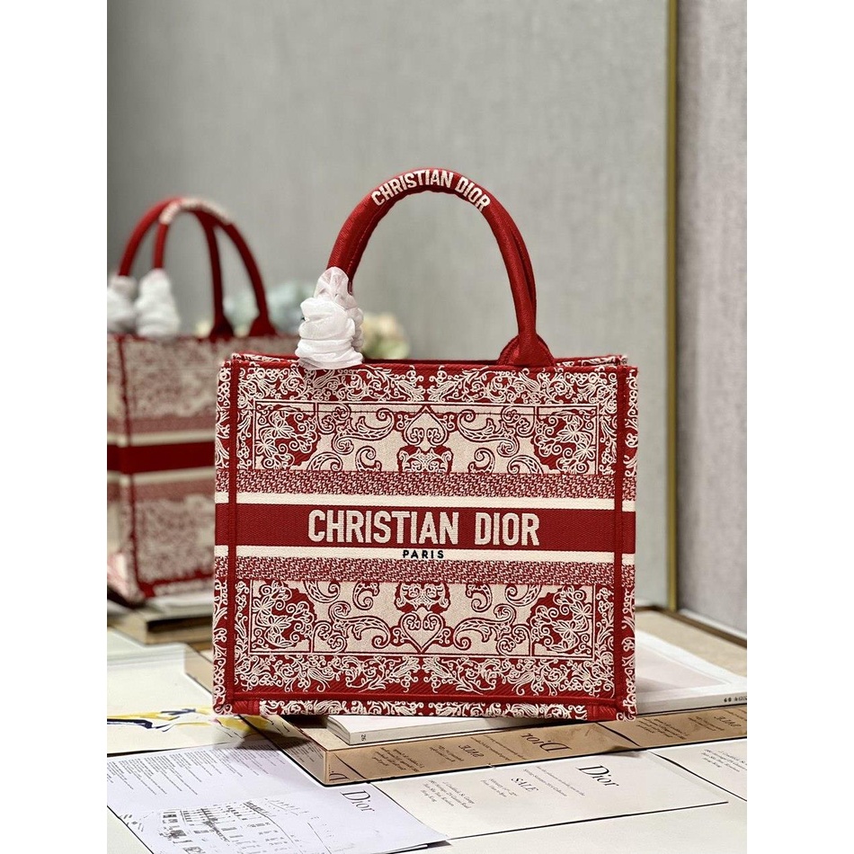 Dior embroidered canvas booktote large lightweight shopper handbag casual beach tote three size