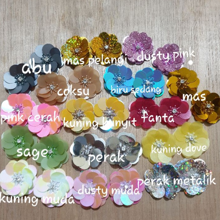 TVCD7033 5.5 COD Bunga Payet Teratai +-3,5 cm/per 5 pcs