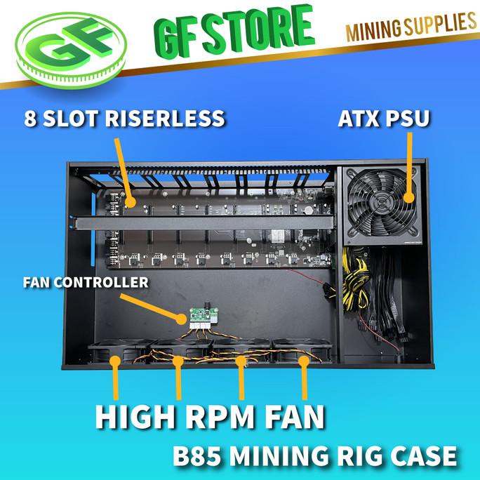 Mining Rig Case B85 with CPU & PSU - Casing GPU Mining Riserless