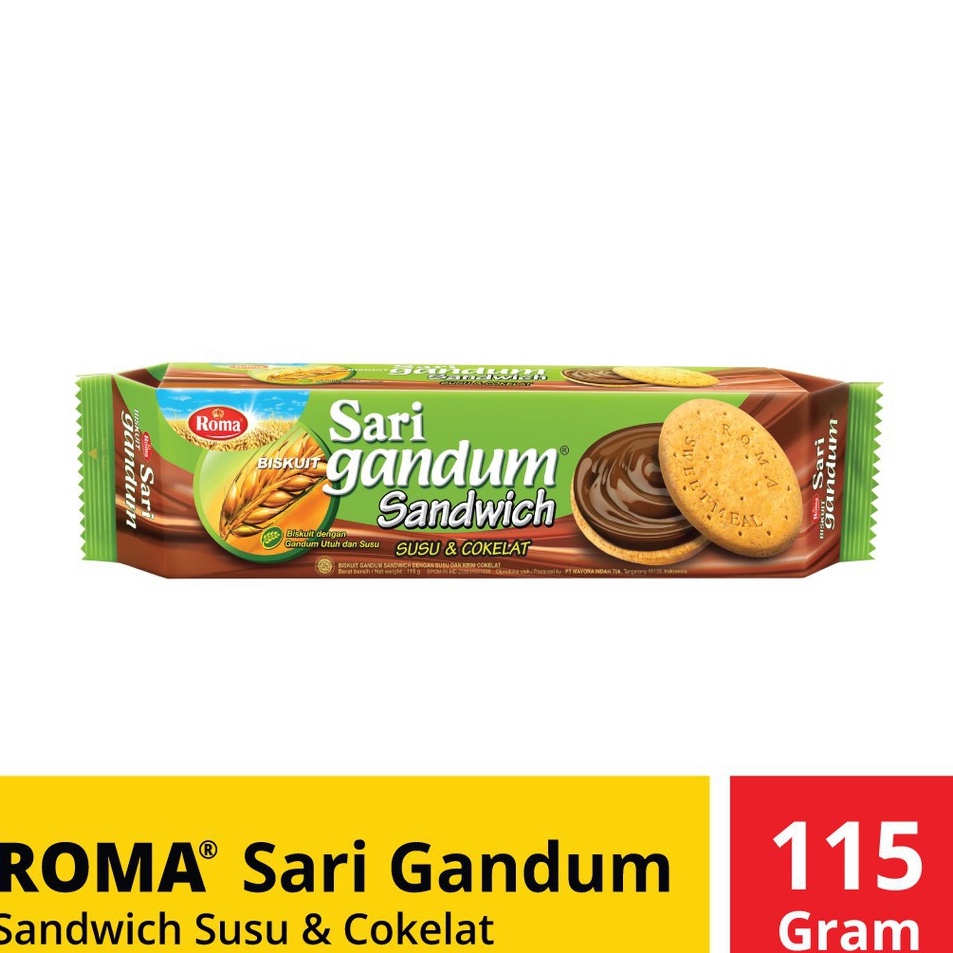 

Best Terlaris Roma Sari Gandum Susu Cokelat 115gr