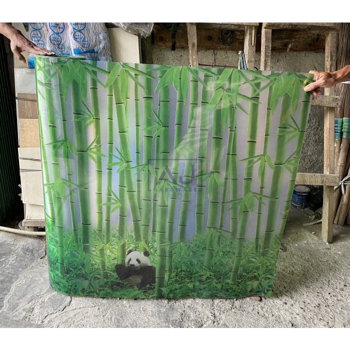 Terlaris Fiber Penutup Pagar Pelapis Motif Bambu Panda Tebal 0.6 Mm Per Meter