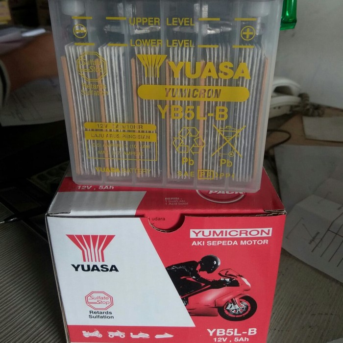 Aki / Accu Yuasa Yb5Lb (Basah) Motor Supra Fit New, Shogun, Vega, Mio
