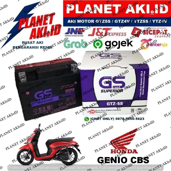 Aki Motor Honda Genio Cbs Gtz5S Gs Y Accu Kering Mf