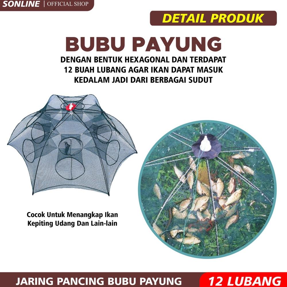 Viral Sonline Payung Bubu 12 Lubang Jaring Jebakan Perangkap Udang Ikan Kepiting Model Payung 12 Lub