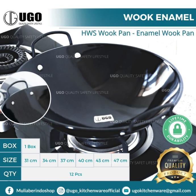 Best Sales Kuali Wajan Hitam Anti Lengket Enamel Tebal | Wok Penggorengan Hitam Original