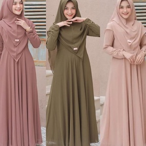 Ready Gamis Syari Hijab 2 layer/Gamis Syar'i Jumbo/Mayra Syar'i Hijab Ready