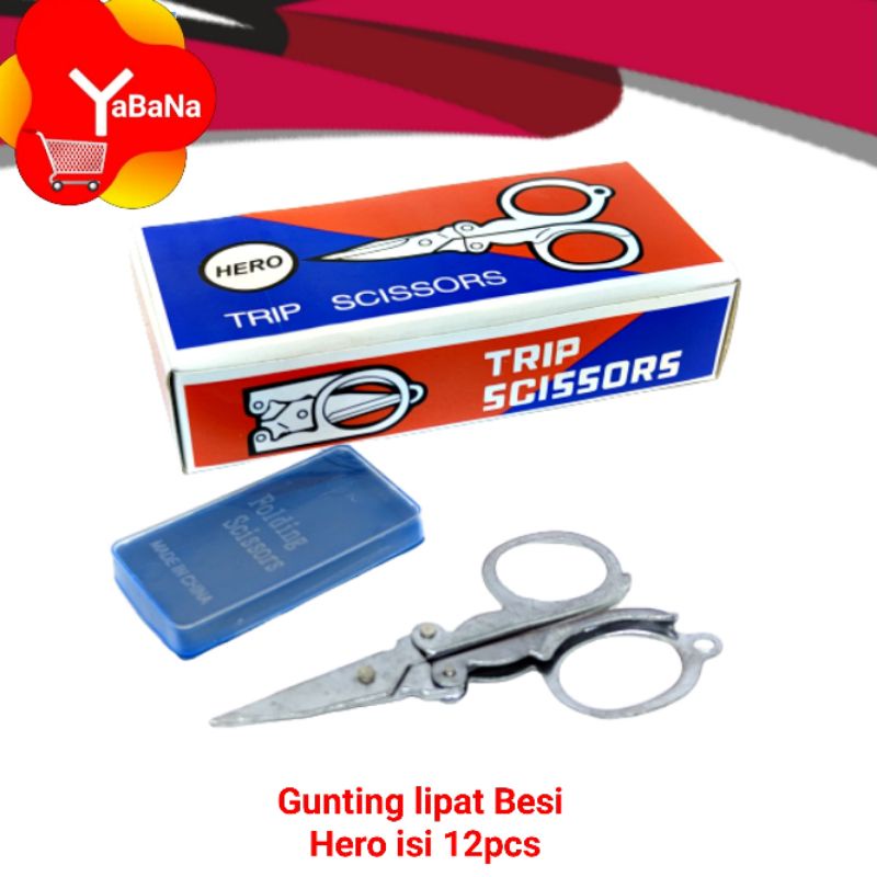 

[YBN] Gunting Lipat kecil Gunting Besi Hero Trip Scissors |Grosir 12pcs