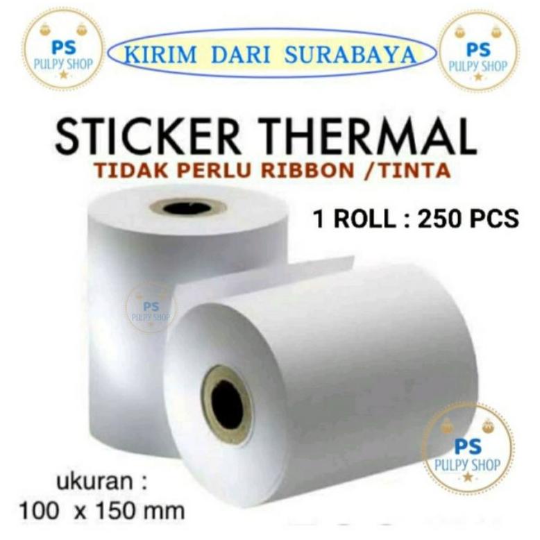 

Termurah Label Thermal Kertas Termal Stiker Barcode Resi Pengiriman 100X150 Printer Shopee Isi 250 Pc Ps