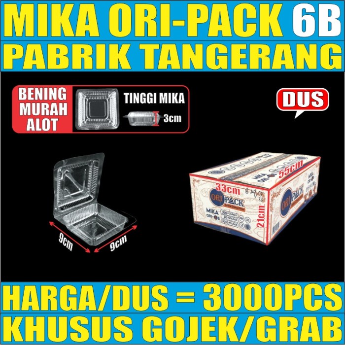 Terlaris Mika Kue Tray Box Nasi Uk 6 Kemasan Jajanan Pasar Plastik Bening /Dus