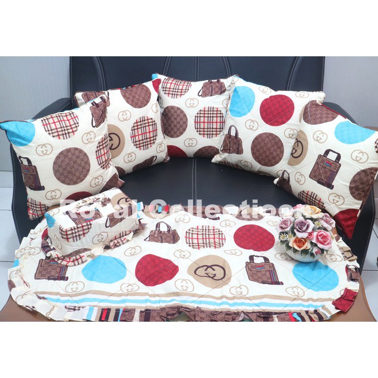 IdCc1C6 ROYALCOLLECTIOON - SET SARUNG BANTAL SOFA TAS COKLAT