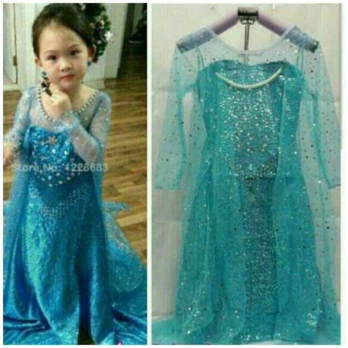Dress Baju Frozen Elsa Premium Glitter Full Payet Original