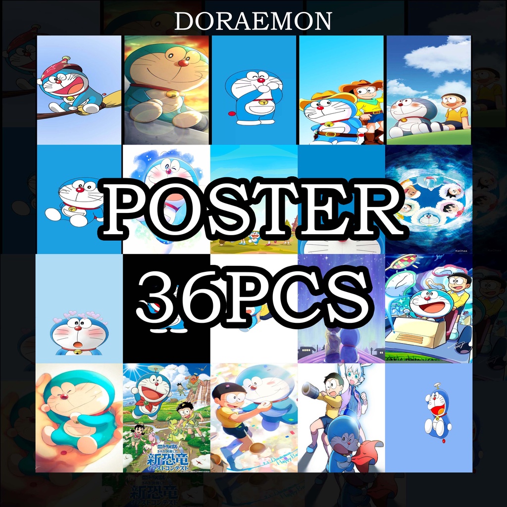 1 Set 36 Pcs Poster Dinding Walldecor Kamar Wallstiker Poster Kamar Wanita Keren Poster Doraemon